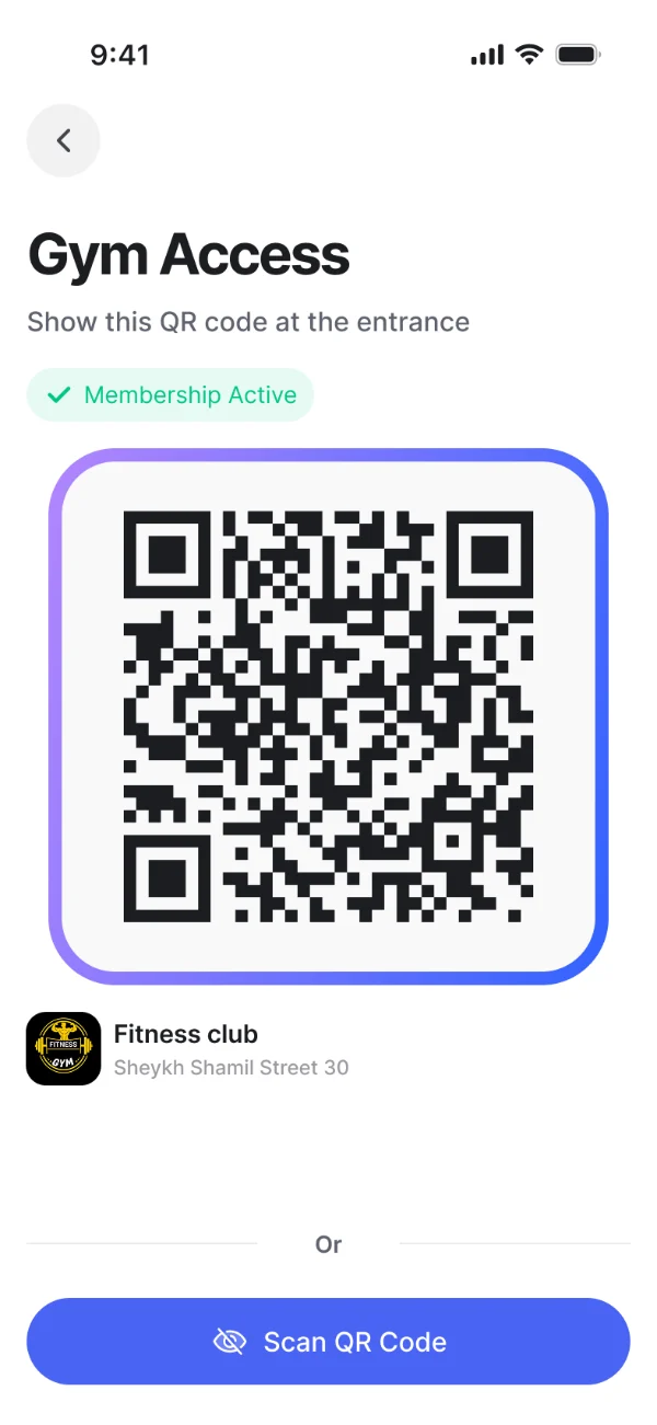 QR ilə zala giriş ekranı
